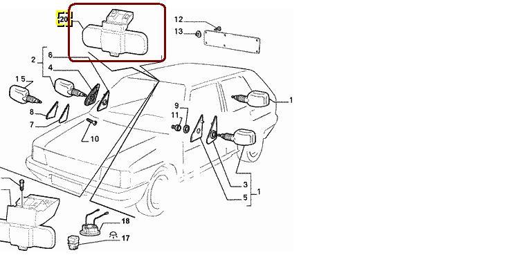 SPECCHIO RETROVISORE INTERNO FIAT UNO 