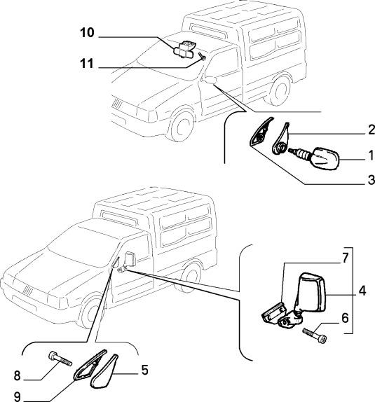 SPECCHIO INTERNO FIAT N.FIORINO-DUNA-UNO-127 DUNA 86>90